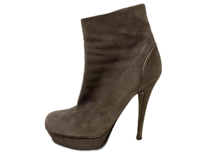 Yves Saint Laurent Bottines Triptoo en gris fumé et argent 