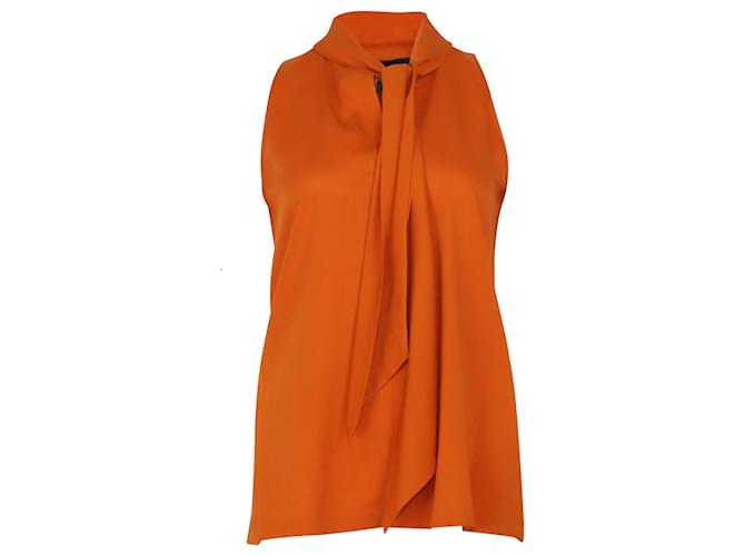 Theory Scarf Tie Sleeveless Blouse in Orange Silk  ref.489980