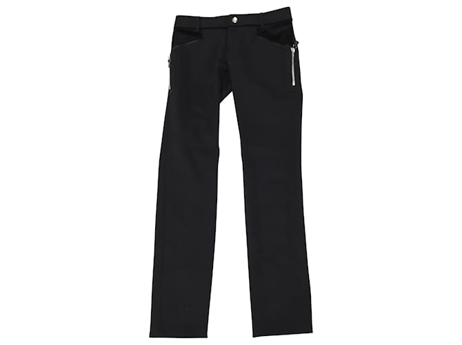 Pantalones negros Gucci con detalle de cremallera plateada en nailon negro Poliamida Nylon  ref.489981
