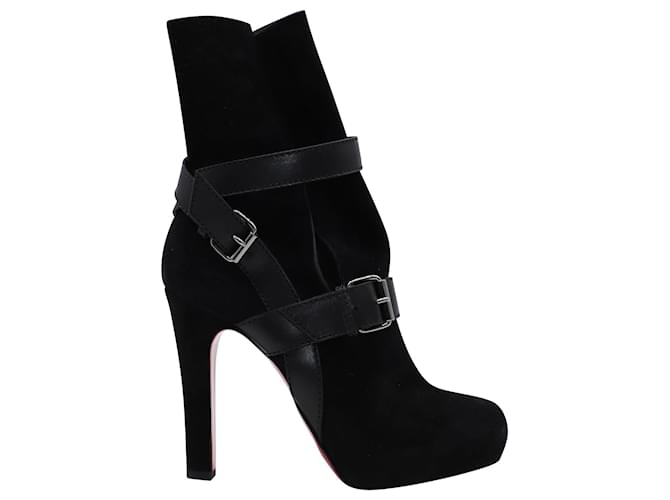 Christian Louboutin Guerriere 120 Botas en Ante Negro Suecia  ref.490001