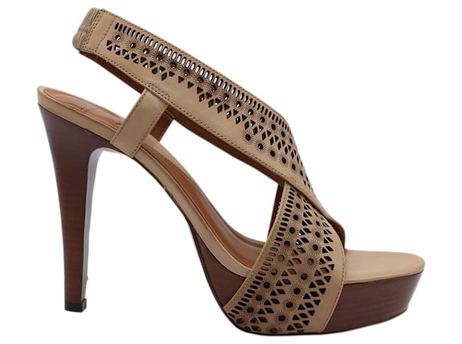 Diane Von Furstenberg Zoe High Platform Sandals in Brown Leather  ref.490009