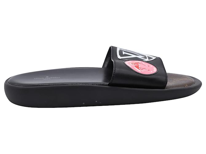 Louis Vuitton Flamingo Flat Slides in Black Leather  ref.490024
