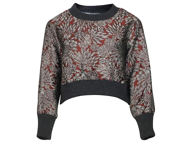 Dolce & Gabbana Bordeaux Brocade Sweatshirt in Burgundy Polyester Dark red  ref.490034