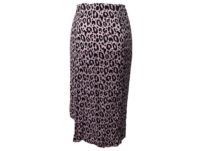 Falda con abertura frontal con estampado de leopardo Jipanta de Maje en cupro rosa Fibra de celulosa  ref.490080
