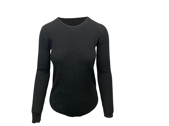 Balenciaga Gerippter Iro-Pullover aus schwarzer Wolle  ref.490087
