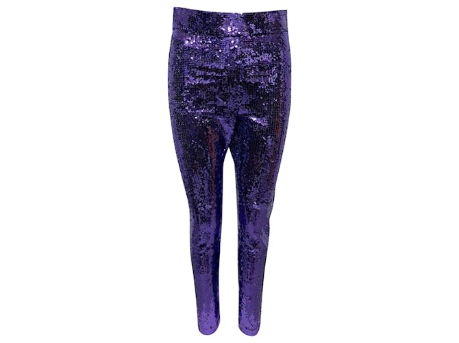 Pantalones pitillo de lentejuelas Gucci en poliamida violeta Púrpura Nylon  ref.490127