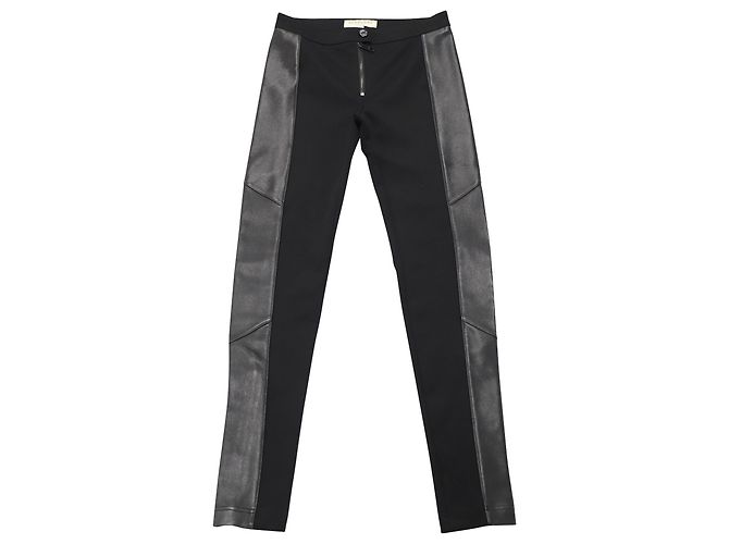 Burberry Leather Side Panel Pants in Black Acetate