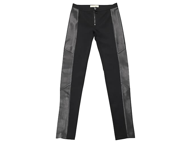 Pantaloni Burberry in pelle con pannello laterale in acetato nero Fibra di cellulosa  ref.490134