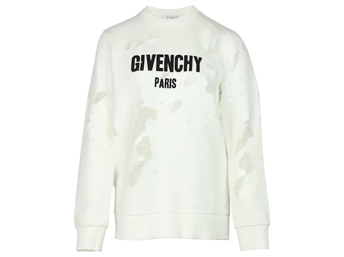 Givenchy Distressed Sweatshirt in White Cotton  ref.490136