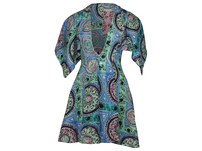 JW Anderson Mystic Vestido Mini Estampado Paisley em linho multicolorido Multicor  ref.490142