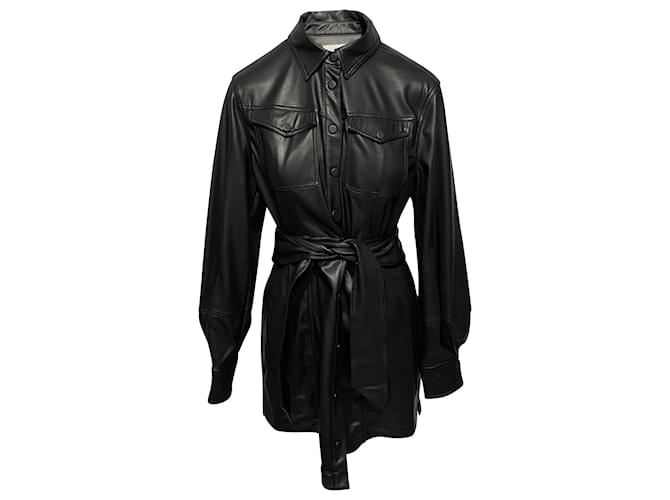 Minivestido camisero Eve de Jonathan Simkhai en piel vegana negra Negro Plástico Poliuretano  ref.490150