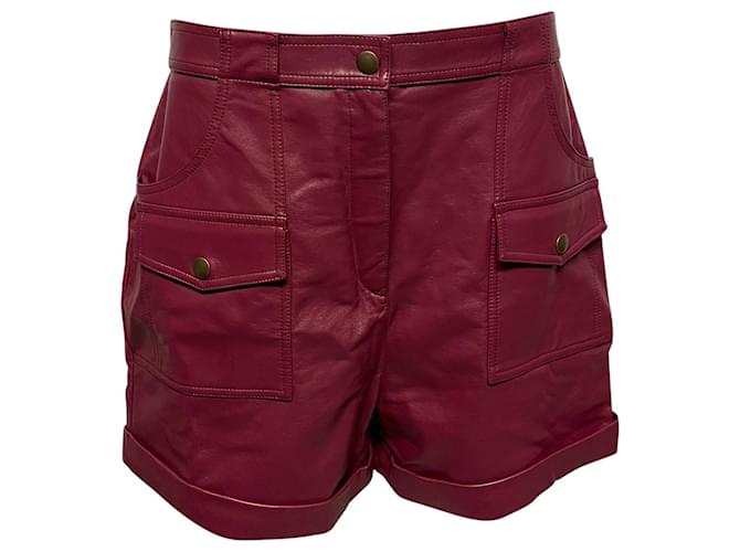 Philosophy Di Lorenzo Serafini Faux Leather Shorts in Burgundy Polyester Dark red  ref.490152