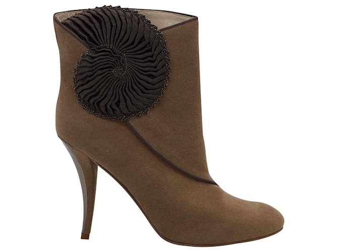 Stella Mc Cartney Stella McCartney Suedette Seashell Ankle Boots em camurça marrom Sintético  ref.490162