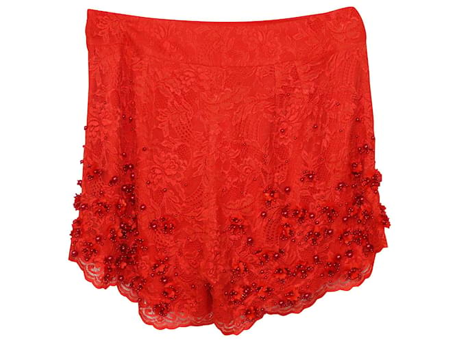 Jenny Packham Shorts com enfeites de renda vermelha Vermelho Raio Fibra de celulose  ref.490169