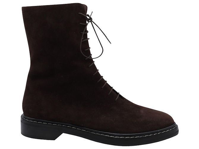 Ankle Boots The Row Fara com cadarços em camurça marrom