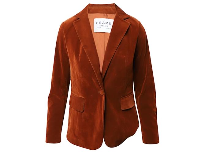 Frame Denim Frame Suit and Pants Set in Rust Velvet Orange  ref.490197