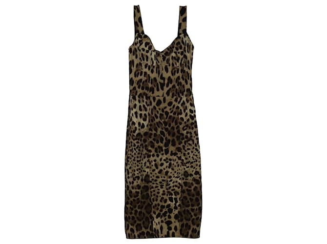 Dolce & Gabbana Leopard Print Bustier Dress in Multicolor Silk Multiple colors  ref.490213