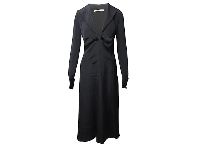 Alessandra Rich Robe Maxi Découpée en Cupro Noir  ref.490242