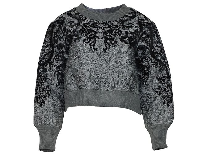 Dolce & Gabbana Besticktes Rundhals-Sweatshirt aus grauem Polyester