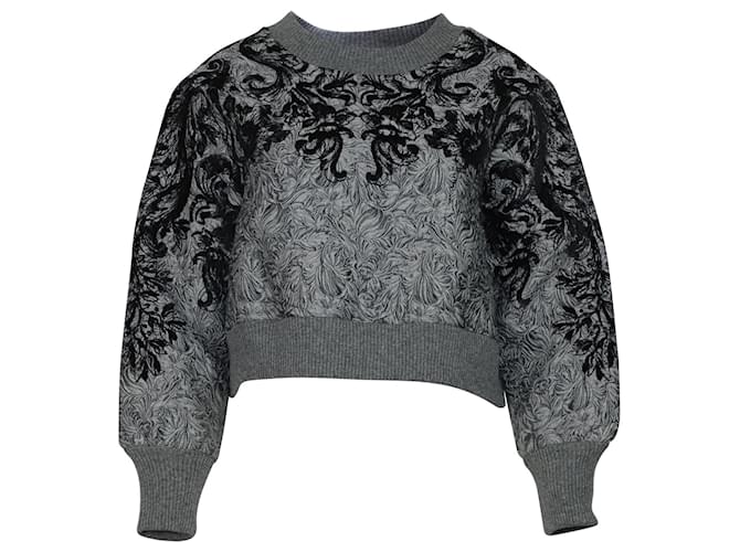Dolce & Gabbana Sweat ras du cou brodé en polyester gris  ref.490262