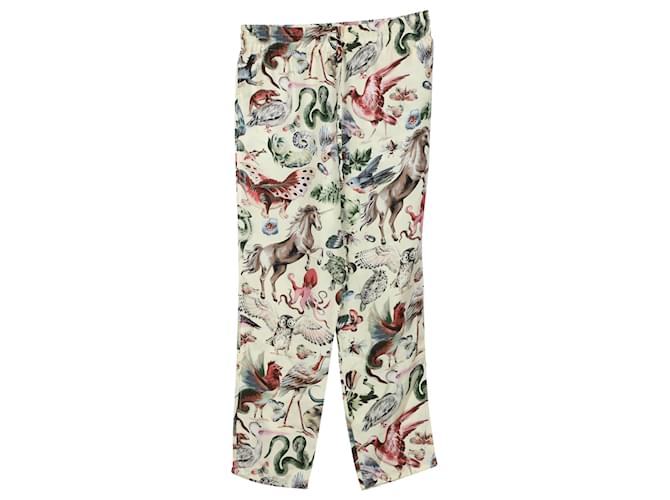 Valentino Safari Print Straight-Leg Pants in Multicolor Silk  ref.490279