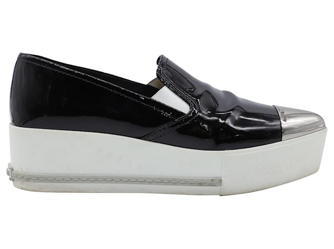 Miu Miu Metal-Cap-Toe Sneakers in Black Patent Leather  ref.490283