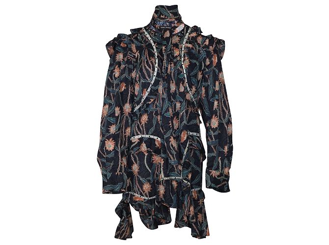 Isabel Marant Ullo Mini abito con volant in cotone blu Blu navy