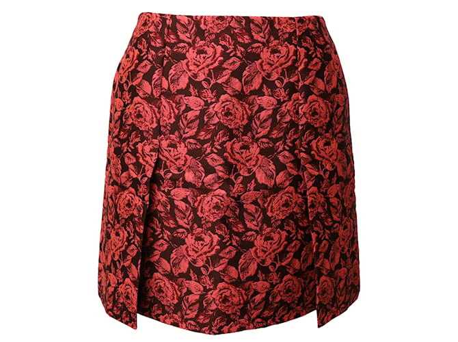 Erdem Floral-Jacquard Mini Skirt in Pink Polyester  ref.490331