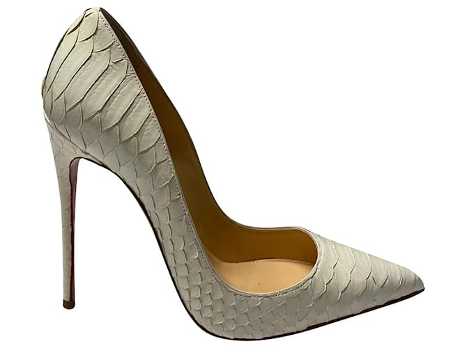 Christian Louboutin So Kate Pointed Toe Pumps in White Python Leather  ref.490339