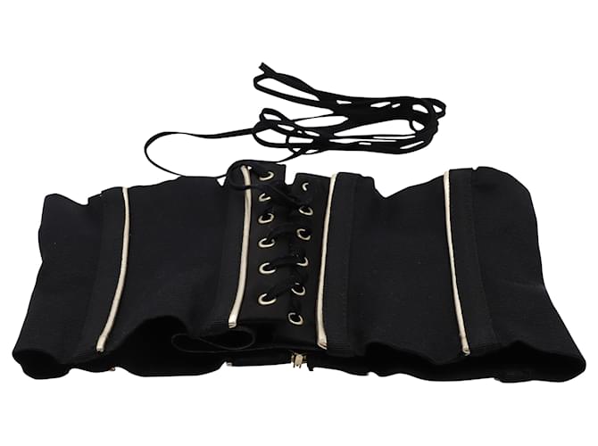 Dolce & Gabbana Ceinture corset à nouer en polyester noir  ref.490349