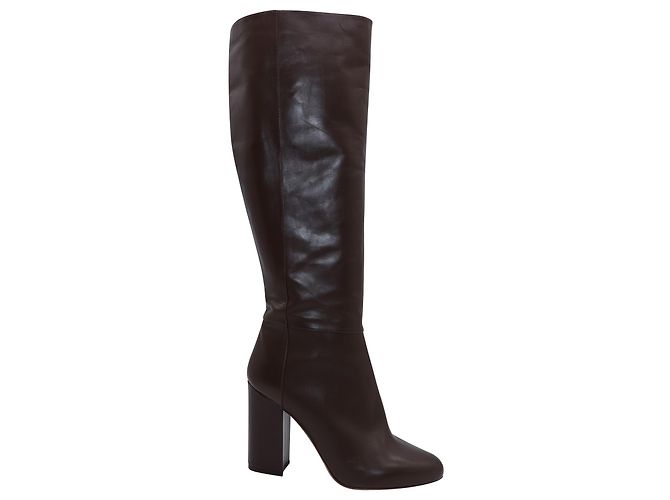 Tabitha Simmons Sophie Botas de cano alto em couro de bezerro marrom Couro
