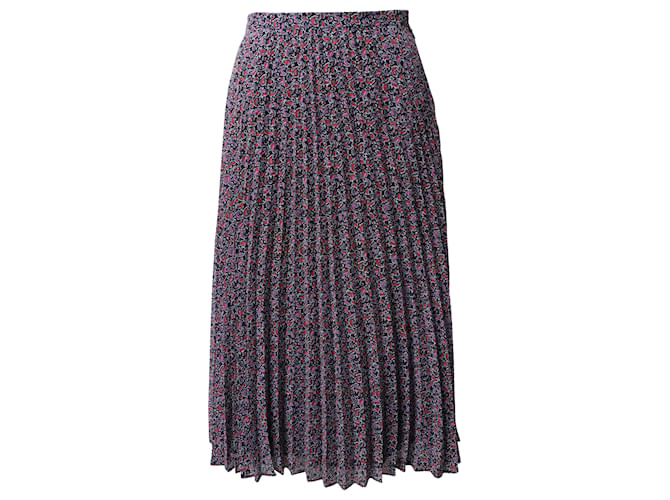 Claudie Pierlot Paisley Print Pleated Midi Skirt in Purple Polyester  ref.490397