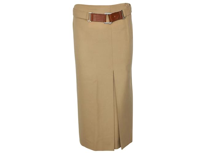 Max Mara Belted Pencil Skirt in Brown Wool  ref.490415