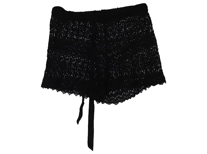 Autre Marque Miguelina Crochet Lace Shorts in Black Cotton  ref.490422