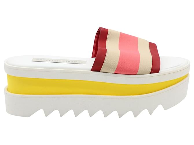 Stella Mc Cartney Ciabatte Stella Mccartney con plateau color block in ecopelle bianca Bianco Sintetico Finta pelle  ref.490435