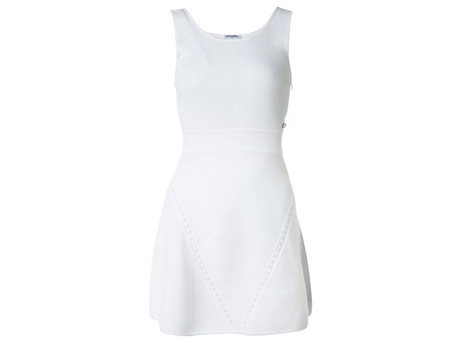 Chanel Vestido de punto con cintura caída Blanco