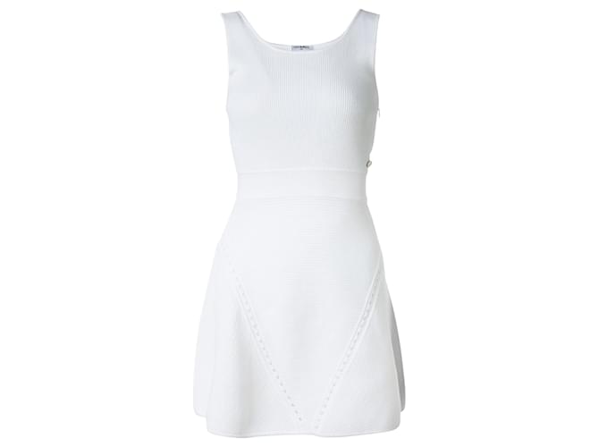 Chanel Vestido de malha de cintura baixa Branco Algodão  ref.490440