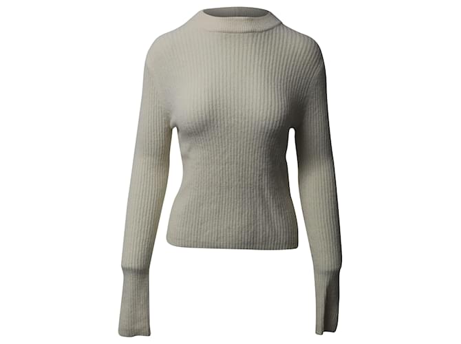 Maje Magik Ribbed Knit Sweater in White Cashmere Wool  ref.490454
