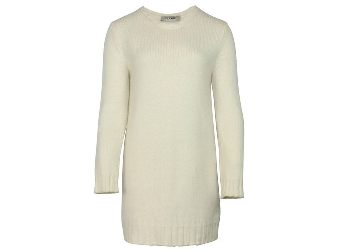 Valentino Vestido de malha em cashmere creme Branco Cru