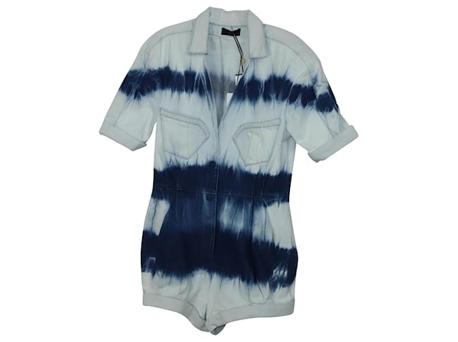 Alanui Tie-Dyed Romper in Light Blue Cotton Denim  ref.490521