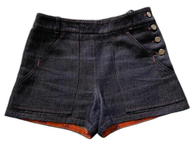 Hermès Hermes-Shorts Blau Leinen