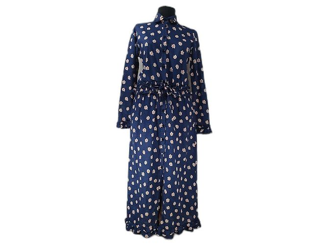 Autre Marque Vestido de flores azul de algodón Birgitte Herskind