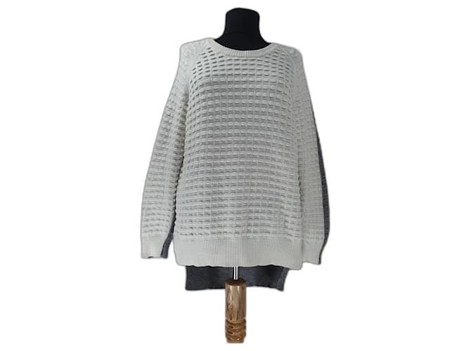 Uterque Knitwear White Grey Cashmere Wool Viscose Polyamide  ref.490700
