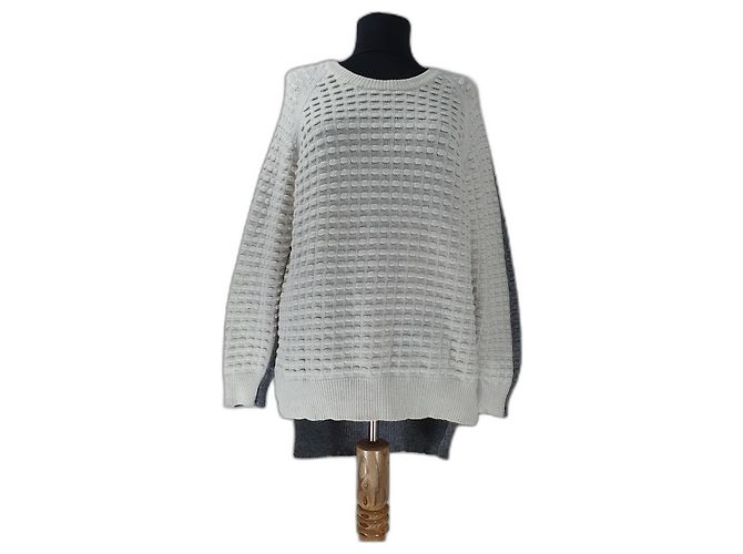 Uterque Pullover Grau Weiß aus Wolle und Kaschmir M