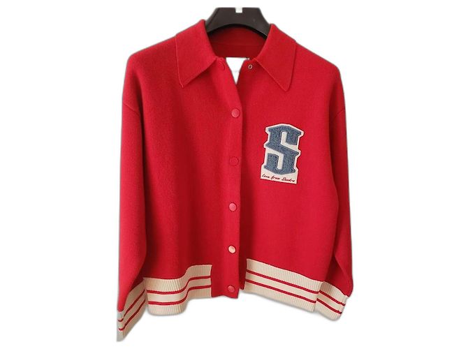 Sandro Red Wool Coatigan