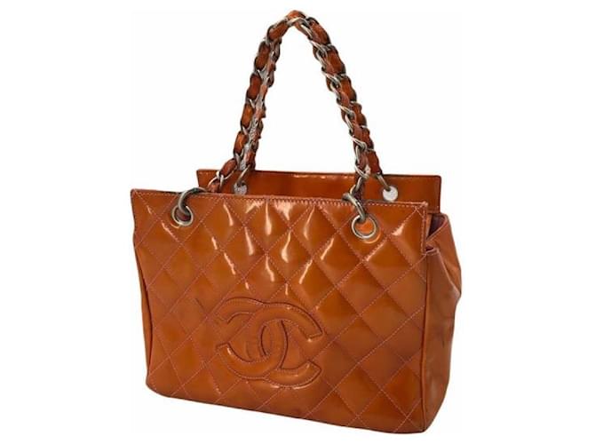 [Occasion] Chanel / CHANEL Chain Shoulder Bag Tote Bag 6s cuir verni orange dames Cuir vernis  ref.490784