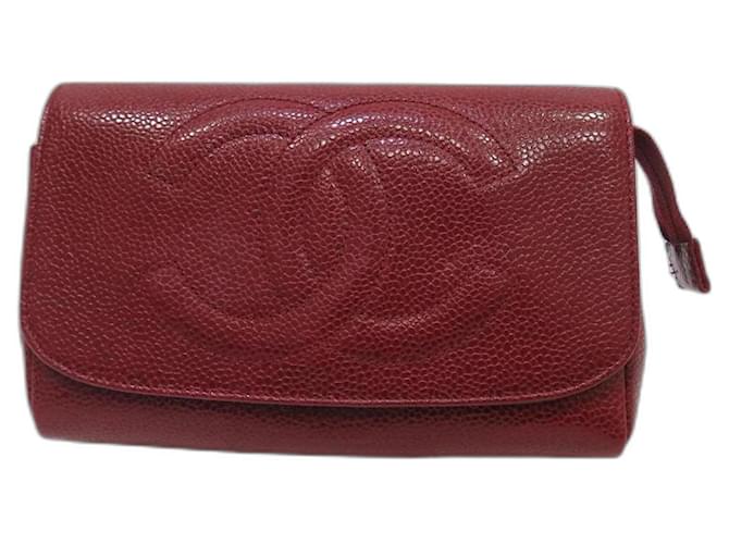 Usado] Neceser de Chanel Neceser de piel de caviar Castaño Roja ref.490802  - Joli Closet