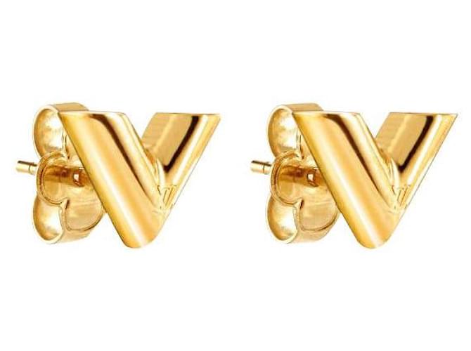 Louis Vuitton Brincos LV novos Dourado Metal  ref.491335