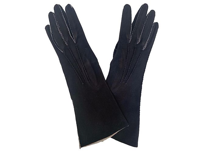 Gants Hermès en daim marron Marron foncé