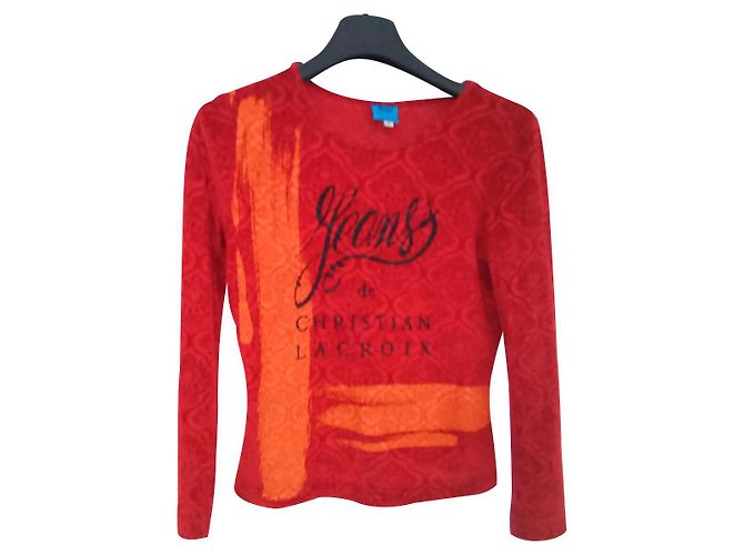 Autre Marque Top de elastano y velour de algodón,  , Cristian lacroix Roja